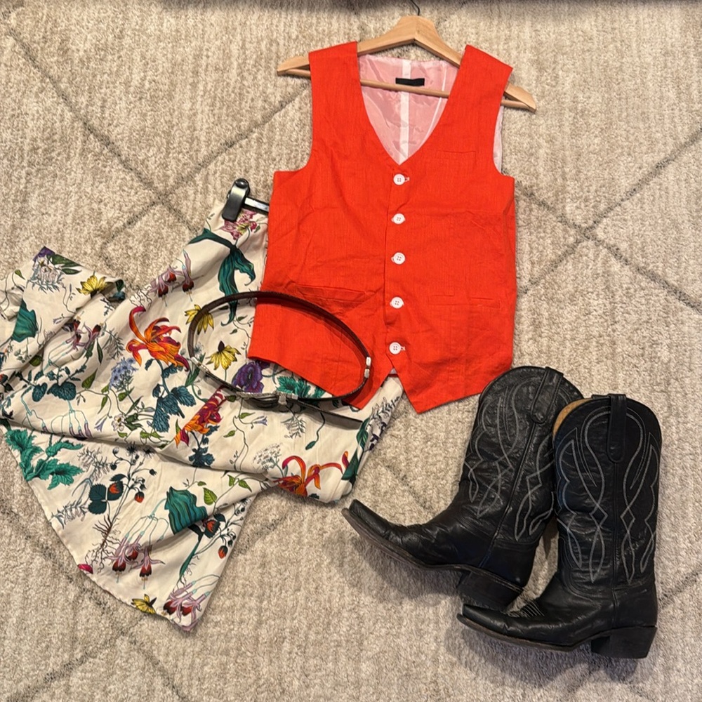 Orange linen vest